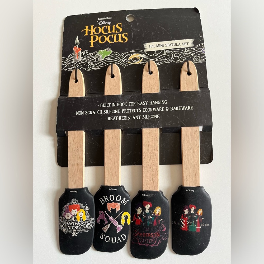 NWT Disney HOCUS POCUS 4 PACK MINI SPATULA SET-Heat Resistant Silicone-baking
